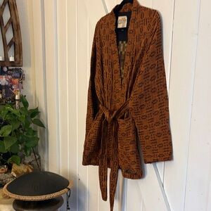 Ace and Jig Woven Patterned Kimono Jacket / Top - Brown